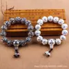 Pulseira seis palavras pulseira palavras verdadeiras homens e mulheres corajoso retrô branco prata transferência pulseira de contas redondas joias de prata atacado