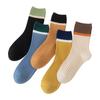 Calcetines de Doble Aguja para Mujer, Calcetines de Media Caña para Otoño e Invierno, Calcetines Largos Cálidos de Algodón Estilo Japonés con Bloques de Color, Calcetines de Mujer Zhuji Absorbentes de Sudor al por Mayor