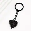 Llavero de metal con forma de corazón y diseño de plantas transfronterizo, espejo con acabado espejo para bricolaje, puede contener fotos, llavero de acero inoxidable