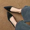 Zapatos de trabajo cómodos básicos de piel de oveja, tacón bajo, colección otoño 2026, punta fina, tacón bajo, piel genuina, zapatos planos de boca baja para mujer