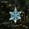 Enfeites Pendentes Azuis de Plástico Transfronteiriços com Glitter, Decorações de Janela para Árvore de Natal, Estrelas de Cinco Pontas, Flocos de Neve, Decorações de Desenho Animado para Montagem de Cena