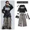 Roupas Hip-Hop Modernas para Crianças Meninos Hip-Hop Roupa de Dança de Couro Preto Terno Hiphop Menino Bonito Roupa para Performance de Ano Novo
