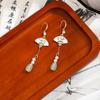 Nuevos Pendientes Colgantes con Borla de Diamante en Forma de Abanico de Hoja de Bambú de Estilo Chino Nacionales Modernos Vintage Ligeramente Lujosos Frescos para Mujer