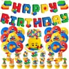 Banner de Bandera de Fiesta de Cumpleaños con Tema de Bloques de Construcción Lego y Set de Decoración con Globos Diseño de Fiesta Transfronteriza de Bloques de Construcción