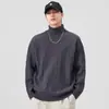 Suéter Gola Alta Masculino Retrô Japonês 2025 Outono e Inverno Novo Tricô Versátil Tendência Grosso