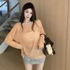 7182# Cubierta Protectora Solar Suelta para Mujer Rayas Manga Larga Capa Base Estilo Perezoso Ropa de Abrigo Casual Adelgazante Top de Chica Popular