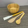 Tigela de bambu personalizada para uso doméstico, utensílio de mesa infantil, tigela para bebê, tigela de bambu e madeira para adultos, tigela em formato de máscara com logotipo.