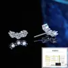 Pendientes de Plata de Ley S925 con Moissanita Color D Sonrisa Tres Diamantes Moda Nicho Sencillo Versátil Elegante Joyería para Orejas para Mujer