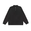 Silueta texturizada, moderna, de calle, con media cremallera, cuello alto, holgada, casual, versátil, chaqueta suéter negra para hombre