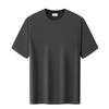 Camiseta de cuello redondo pesada de verano de 300 g para hombres y mujeres, de algodón con oxígeno antibacteriano, de manga corta, para escuela, con cuello blanco, estampado de logotipo bordado