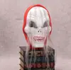 Máscara de terror para baile de máscaras de Halloween, zumbi com cachecol vermelho, caveira branca com luz, máscara de fantasma de luz fria luminosa, paródia
