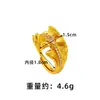 Anillo Mariposa Flor Estilo Étnico de Moda, Elegante Oro de Arena Vietnamita Incrustado con Corona de Circonita Anillo Hueco para Dedo Índice Suministro de Joyería
