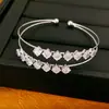 Pulseira aberta em formato de losango com zircônias, pulseira elegante e única estilo coreano, joias de nicho de luxo leve atacado