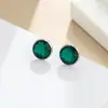 Brincos Redondos Multifacetados de Diamante Colorido com Bordas Metálicas, Brincos Básicos de Pedra Sintética, Brincos Simples Coloridos de Zircônia para Mulheres