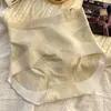 Calcinha de Renda Cruzada Nude de Cintura Alta Ultra Fina para Afinar a Barriga Levantar o Bumbum para Mulheres Forro 100% Algodão Venda Direta da Fábrica