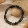 Popular pulsera bohemia de nuevo estilo europeo y americano con piedra iridiscente moteada y cuentas de concha de coco, pulsera de cuentas vintage unisex