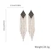 Pendientes de Borla Rombo Tachonados de Diamantes Aguja Plateada, Pendientes Exquisitos de Moda Simple Transfronterizos Europeos y Americanos, Pendientes de Lujo Ligero de Gama Alta para Mujer
