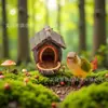 Tocón de Árbol Transfronterizo Nido de Pájaro Comedero para Pájaros Artesanía de Resina Decoración de Estatua para Jardín y Patio Decoración de Estatua