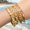 Colección de Pulseras Chapadas en Oro Estilo Mystery Ins con Diamantes - Variedad de Joyería Popular para Mujer de Acero Inoxidable Chapado en Oro de 18K