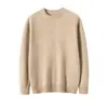 Outono e Inverno Novo Gola Redonda 100% Caxemira Pura Tricô Masculino Espesso Quente Casual Tricô Cor Lisa Manga Longa Pulôver