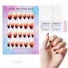 24 Peças de Unhas Postiças Usáveis para Adultos Produtos Acabados Transfronteiriços Patches de Manicure de Alta Qualidade Manicure Amêndoa Removível Atacado