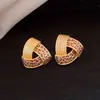 Pendientes Triangulares Retorcidos con Textura de Goteo de Aceite Europeos y Americanos para Mujer, Diseño de Lujo Accesible, Pendientes de Gama Alta, Elegantes y Versátiles