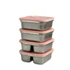 Juego de Cajas de Almacenamiento de Alimentos Personalizadas de Acero Inoxidable 304, Juego de 4 Cajas de Almacenamiento para Refrigerador, Lonchera Compartimentada, Lonchera para Microondas