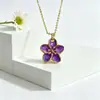Collar con Colgante de Flor de Esmalte Estilo Lujo Ligero Conservación del Color Chapado en Cobre para Mujer, Colgante de Pétalo de Flor de Esmalte de Moda
