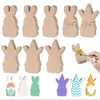 Bandeja de Pascua Conejo Decorativo Artesanías de Madera Adornos de Escritorio Embrión Blanco DIY Adornos de Animales para Colorear Venta al por Mayor