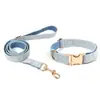 Directo de fábrica, en stock, juego de collar y correa de terciopelo para mascotas transfronterizo para perros y gatos pequeños y medianos, personalizable con logo