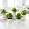 Venda Quente Transfronteiriça 10 Peças Pote de Planta Artificial Violeta para Bolo Planta Artificial Criativa Decoração de Mesa para Casa Plástico Pequeno Bonsai