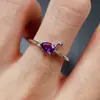 Anillo de Amatista Natural Cruzado Accesorios para Mujer Nicho Sensación de Alta Gama Joyería de Plata de Ley 925 4*6 Joyería de Lujo Venta Directa de Fábrica
