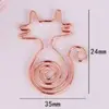 Clipes de Papel Metálicos de Animais de Desenho Animado Clipes em Formato Ouro Rosa Armazenamento Papelaria Criativa Venda por Atacado Material de Escritório