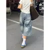 Shorts de mezclilla retro americano talla grande para mujer, estilo verano nuevo, lavado, corte holgado, pantalones anchos cropped de moda