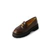 Mocasines de piel de vaca con suela gruesa y monedas doradas, estilo occidental, versátiles, primavera 2024, nuevos modelos, tacón medio, piel auténtica, boca profunda, planos para mujer