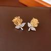 Aretes de Corazón Ovalado de Zirconia Plisada, Aretes de Lujo Ligero de Alta Gama, Aretes Metálicos de Moda al por Mayor