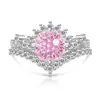 Anillo Corona de Flores Corte Fuego Artificial Diamante de Alto Carbono Más Vendido en Xiaohongshu para Mujeres, Incrustado con Gemas de Colores y Circonita, Venta Directa en Transmisión en Vivo