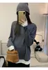 Tejido de Punto de Lana de Oveja de Alto Hilo Importado para Mujer Otoño Camisa Falsa de Dos Piezas para Capas Superiores Prendas de Punto 6493
