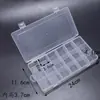 Caja de almacenamiento de escritorio de plástico con rejilla, 10, 15 y 24 botones transparentes, para accesorios de pesca, joyería y cosméticos.