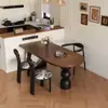 Nueva Mesa de Comedor Retro de Madera Maciza Estilo Francés, Forma Ovalada, Adecuada para Hogares Pequeños, Mesa de Comedor y Escritorio Integrados para Sala de Estar Estilo Antiguo Negro