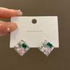 Pendientes de aguja de plata con diamantes irregulares y cuadrados, diseño femenino, pendientes coreanos Joker, joyería vintage francesa al por mayor