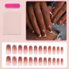 Uñas Portátiles Minimalistas Estilo Francés de Venta Caliente Transfronteriza, Gradiente Marrón con Borde Blanco, Pegatinas de Uñas de Lujo Ligero en Color Nude Elegante