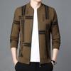 Chaqueta Jacquard Rayada Casual de Moda Caliente en Vivo para Hombre Joven y de Mediana Edad Cardigan Tejido de Terciopelo de Visón Engrosado Venta al por Mayor