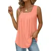 2023 nuevo deseo Amazon popular europeo y americano mujer chaleco camiseta sin mangas de cola de golondrina con cuello cuadrado plisado comercio exterior mujer