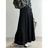 Saia Midi Evasê com Cintura Elástica Estilo Coreano Beishan Tongshu para Mulheres, saia longa outonal fluida modeladora com barra larga 3201