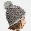 Gorro de Lã Tricotado Feminino com Agulha de Abacaxi, Máquina Horizontal de Computador, Chapéu com Pompom de Pele, Fábrica de Exportação, Quente