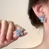 Estilo Fresco e Elegante~Brincos de Flor de Cristal Azul Sal Marinho para Mulheres, Nova Moda Verão 2026, Sensação de Luxo Leve e de Alta Qualidade