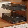 Estante de Almacenamiento para Fregadero de Cocina Gabinete Multifuncional Cajón para Platos Cesta Extraíble Capa Extraíble para Condimentos Artefacto de Almacenamiento en Capas
