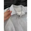 Camisa polo gris de dos piezas falsa, camiseta de punto gofrado para hombre de manga corta de verano, elegante y sofisticada camisa americana de media manga