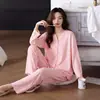 Pijama de Algodón Puro para Mujer, Nuevo Estilo Primavera y Otoño 2026, Conjunto de Dos Piezas para Dama de Manga Larga y Pantalones Largos de Algodón Puro, Ropa de Casa tipo Cárdigan